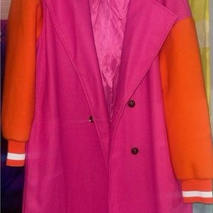 Color block button overcoat